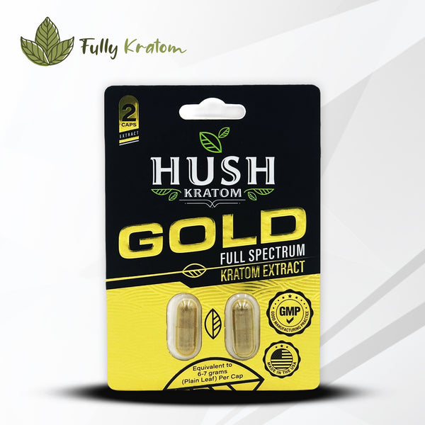 Hush Gold Full Spectrum Kratom Extract Capsules – 2 Caps