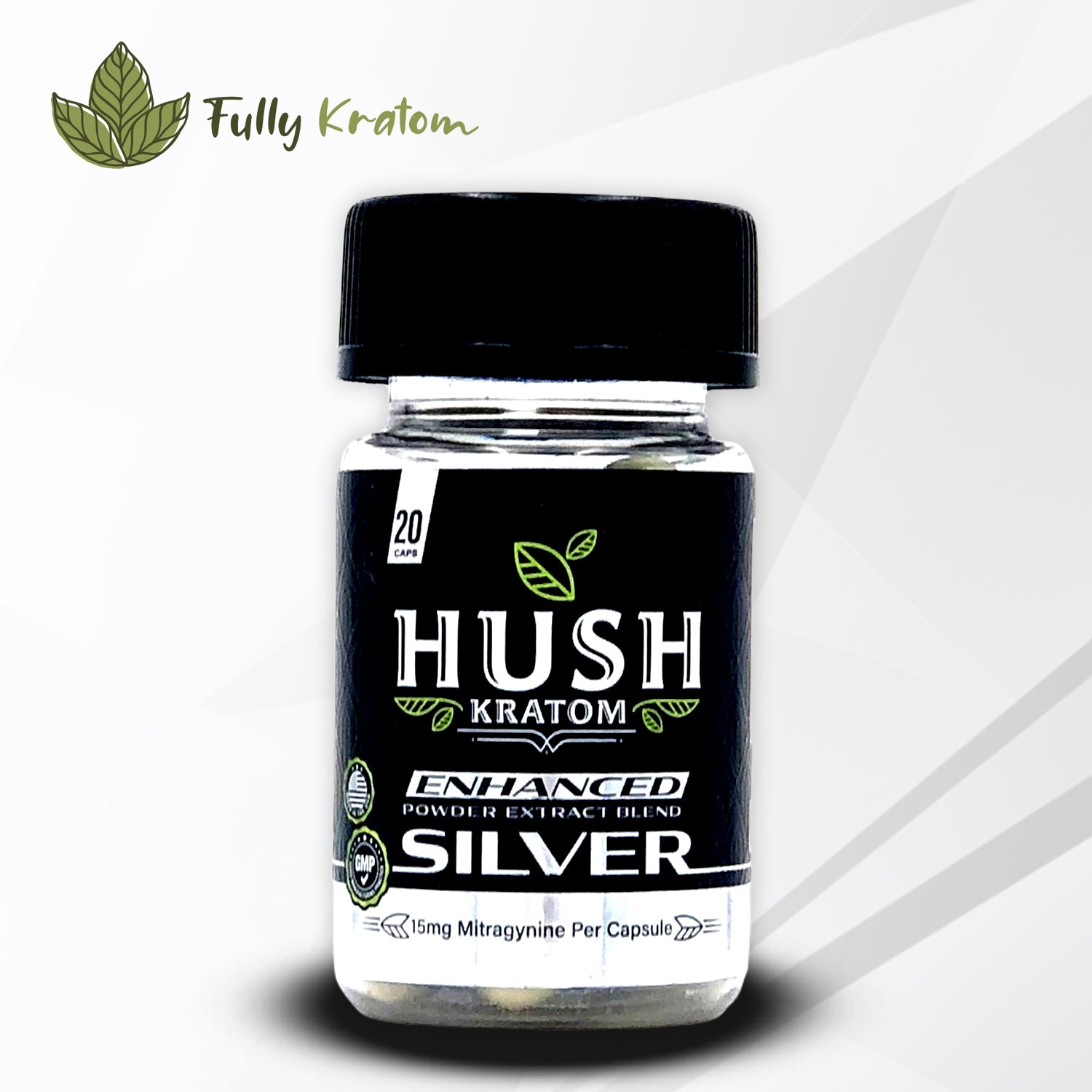 Hush Silver Enhanced Kratom Extract Capsules - 20 Caps