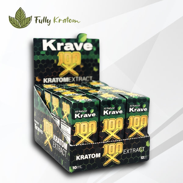Krave 100X Kratom Extract Liquid Shot – display box